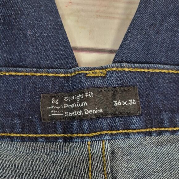 Members Mark Straight Fit Premium Stretch Denim 36 x 30 Blue - Picture 5 of 7